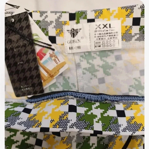 Godsen Yellow Green White Black Swim Shorts  Trunks Size L - Picture 4 of 6